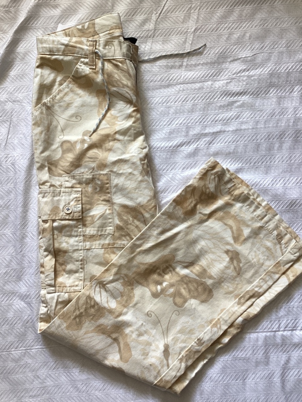 Y2K Gap Cargo Pants Butterfly Print Girls Sz 18 Jr XS 0 NEW Camo